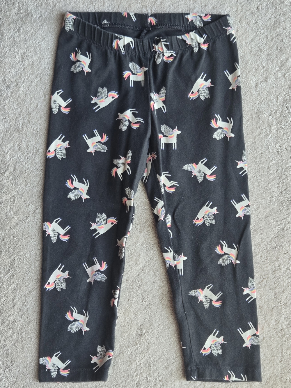 Girls' Black Unicorn Print Leggings